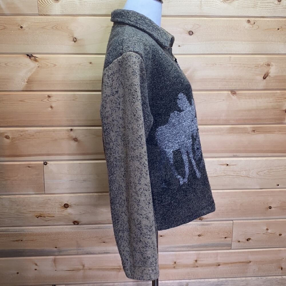 Black Mountain Outdoor Moose Bear Acrylic Zip Up Jacket Size Small - Picture 9 of 12